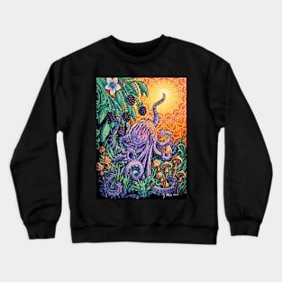 Blackberry Octopus in the mushroom patch Crewneck Sweatshirt